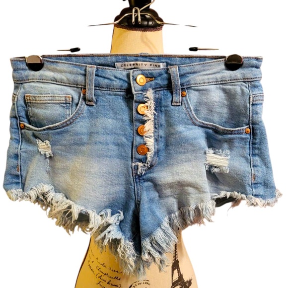 Celebrity Pink Pants - Celebrity Pink Blue Distressed Jean Shorts